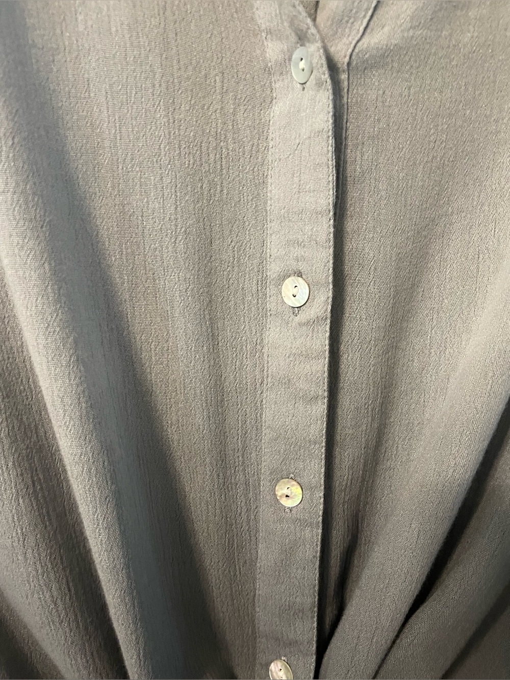 J. Jill Ombré Gray Tie Front Button Down Blouse Cotton Viscose Size Large - Picture 7 of 9